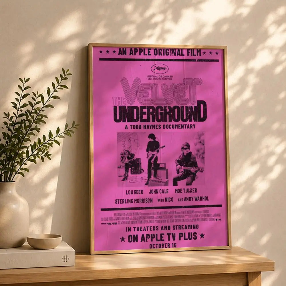 Band T-The Velvet UndergroundS Poster HD Self Adhesive Waterproof Wall Art Ideal for Home Office Dorm Bedroom Great Gift Peaceful Pleasures Health and Wellness White14 40X50cmNoframe