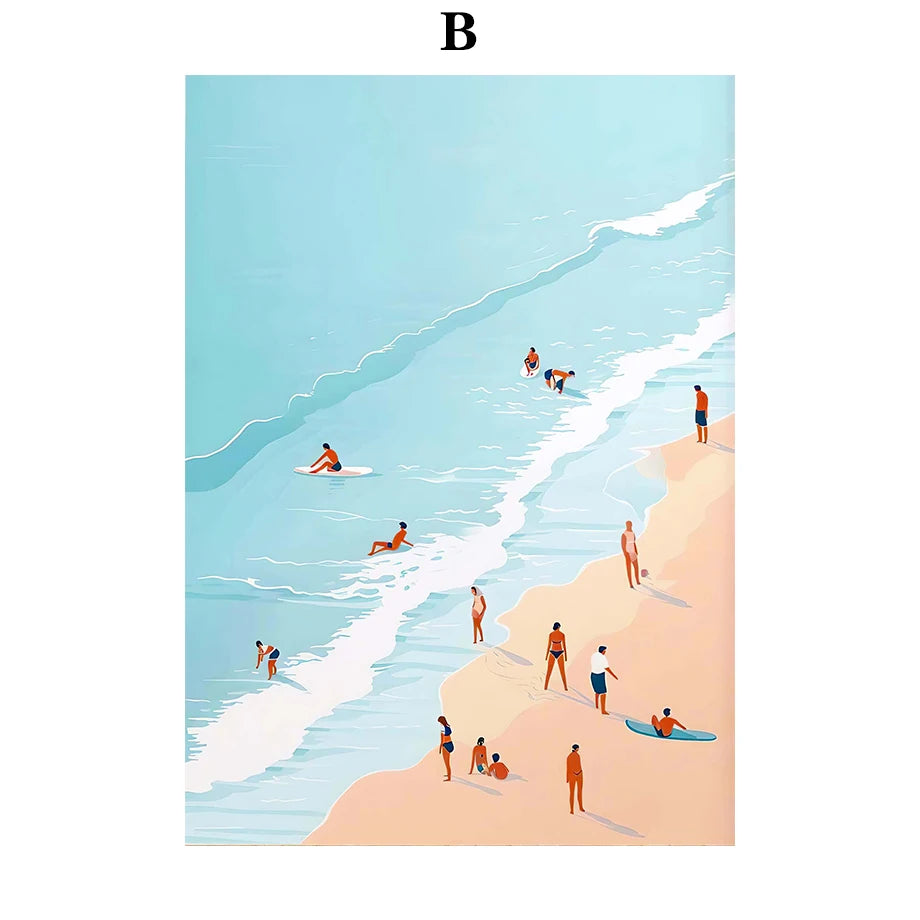 Ocean Wave Beach Canvas Wall Art | Nordic Landscape Poster