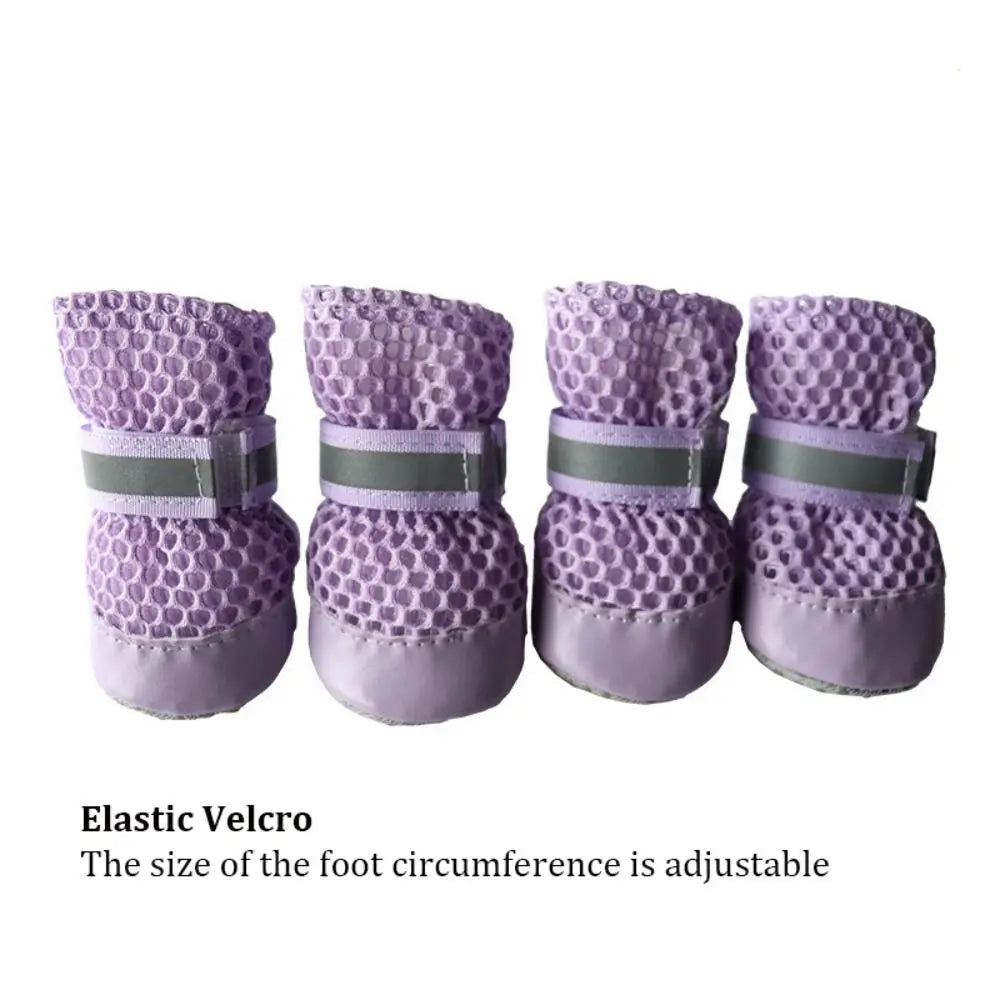 Breathable Dog Boots 4-Pack | Non-Slip Adjustable Puppy Shoes