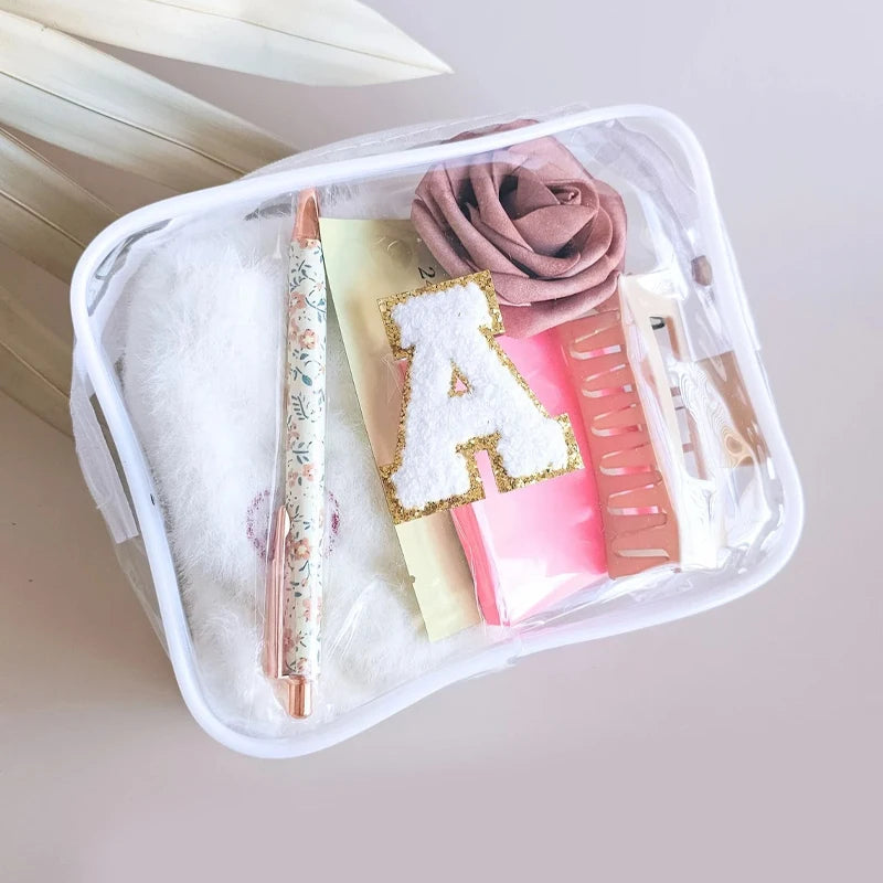 Personalized Embroidered Transparent Makeup Bag | Teacher Gift Personalized Makeup Bag Peaceful Pleasures Health and Wellness