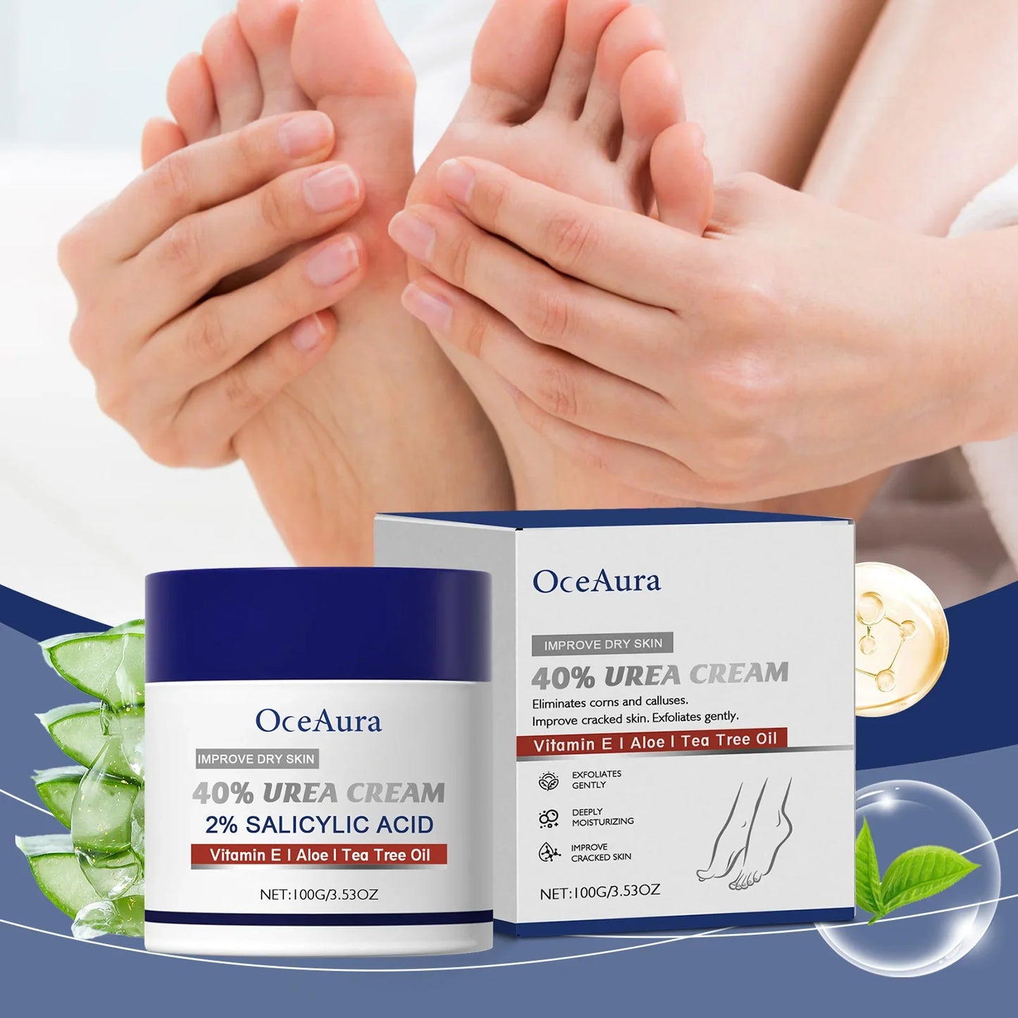 OceAura 40% Urea Foot Cream – Softening & Deep Moisturizing