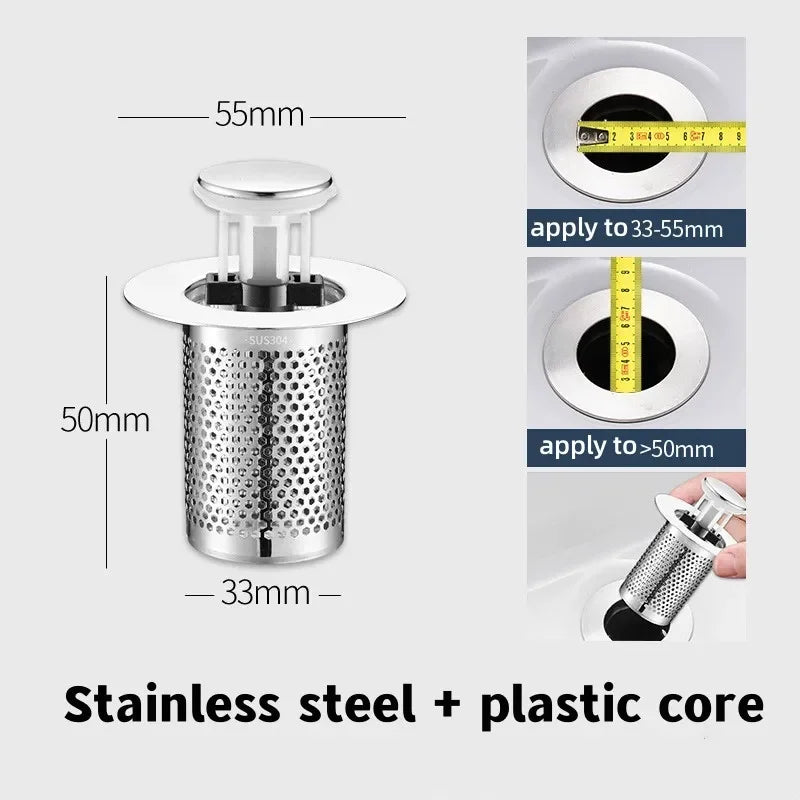 Pop-Up Drain Stopper & Hair Catcher | Stainless Steel Strainer