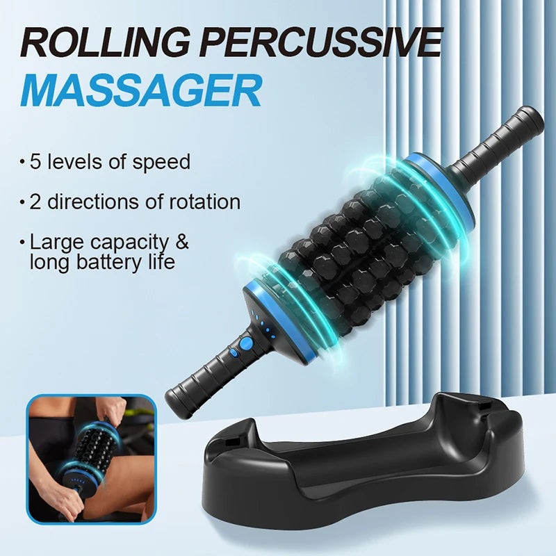 NEW Cordless Roller Body Massage Rechargeable Vibrators 360 Rolling Percussive Massager Muscle Relaxation Back Foot Leg Relaxer Peaceful Pleasures Health and Wellness