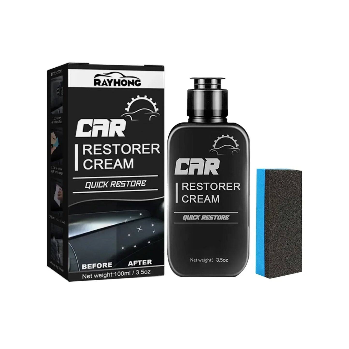 100ml Plastic Parts Retreading Agent Leather Parts Wax Instrument Panel Restorer Cream with Sponge for Car Accessories Peaceful Pleasures Health and Wellness 100ML SET
