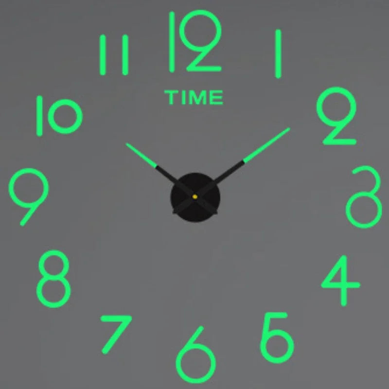 Large 3D Luminous DIY Acrylic Wall Clock – Classic Silent Frameless Design (Multi-Size)