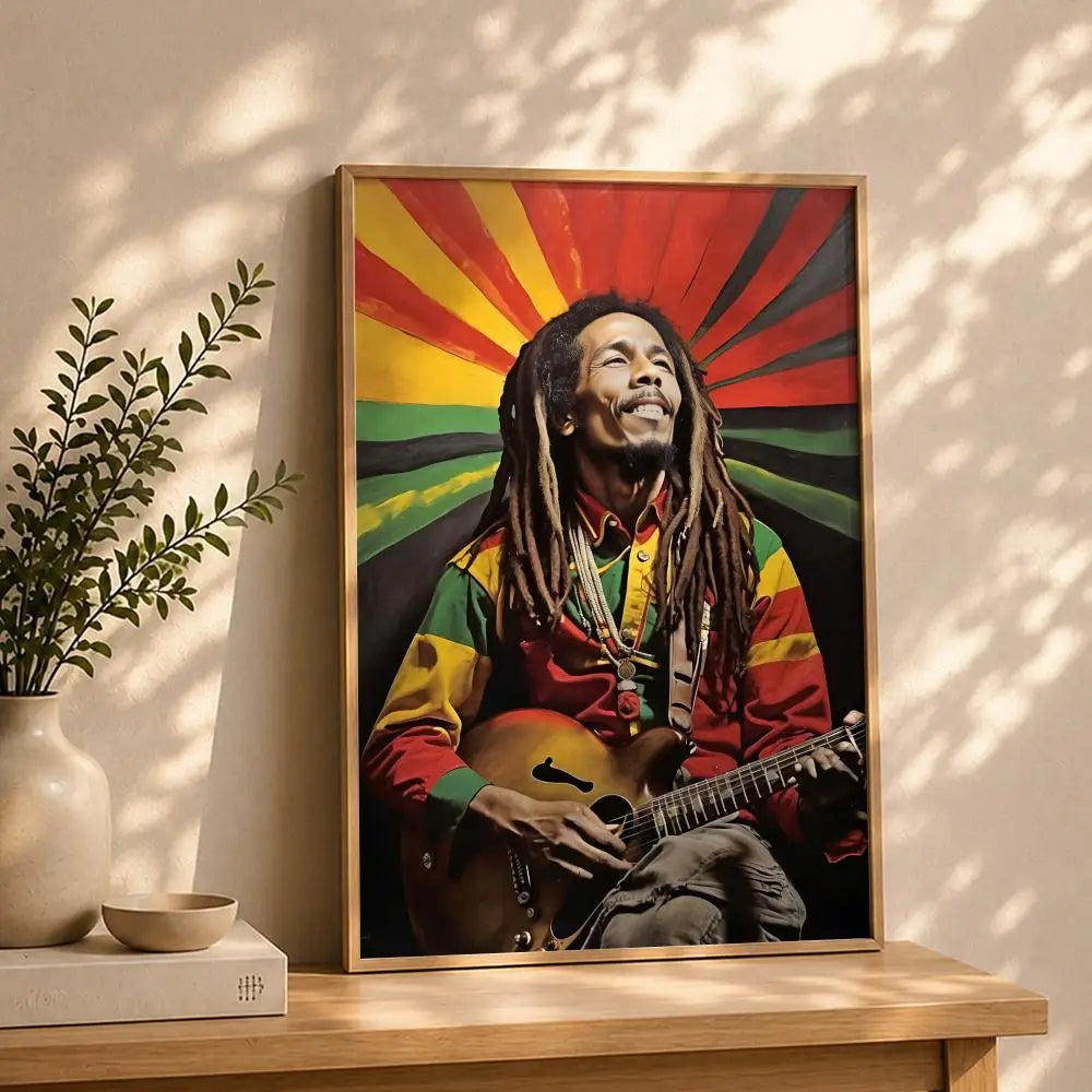 Bob Marley HD Self-Adhesive Waterproof Wall Poster | Home & Dorm Wall Art Poster Peaceful Pleasures Health and Wellness White1 50X70cmNoframe