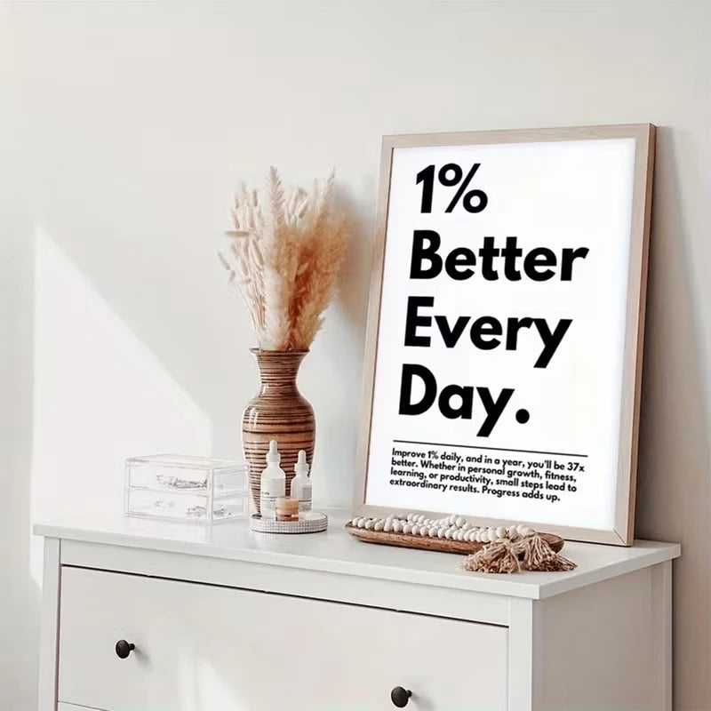 "1% Better Every Day" Motivational Canvas Wall Art Print