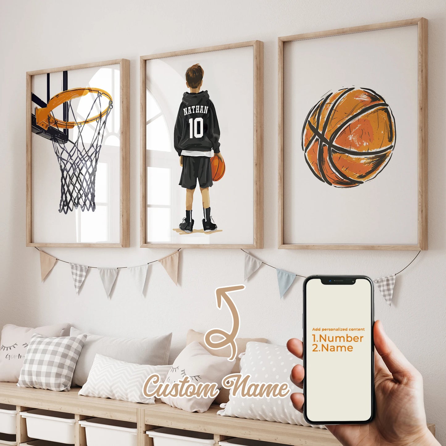 3-Piece Personalized Rabbit Canvas Wall Art | Kids Room Decor