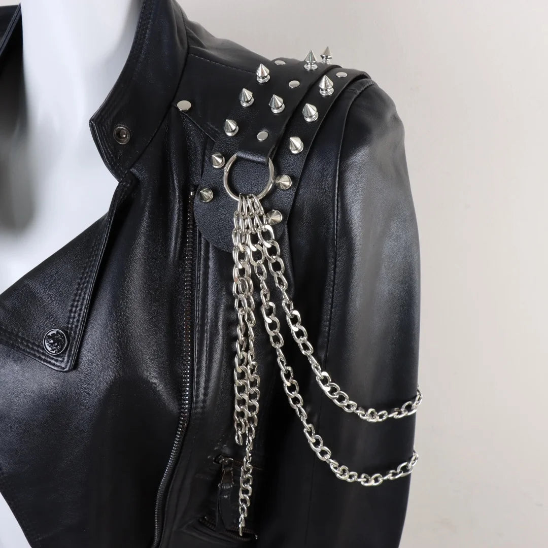 Sexy Men's Belt PU Leather Harness Strap Chest Chain Shoulder Metal
