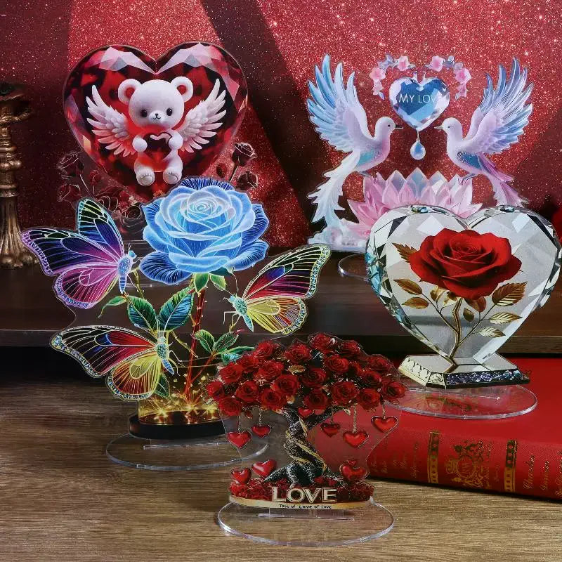 Acrylic Heart Shaped Sculpture Ornament | Desktop Decor