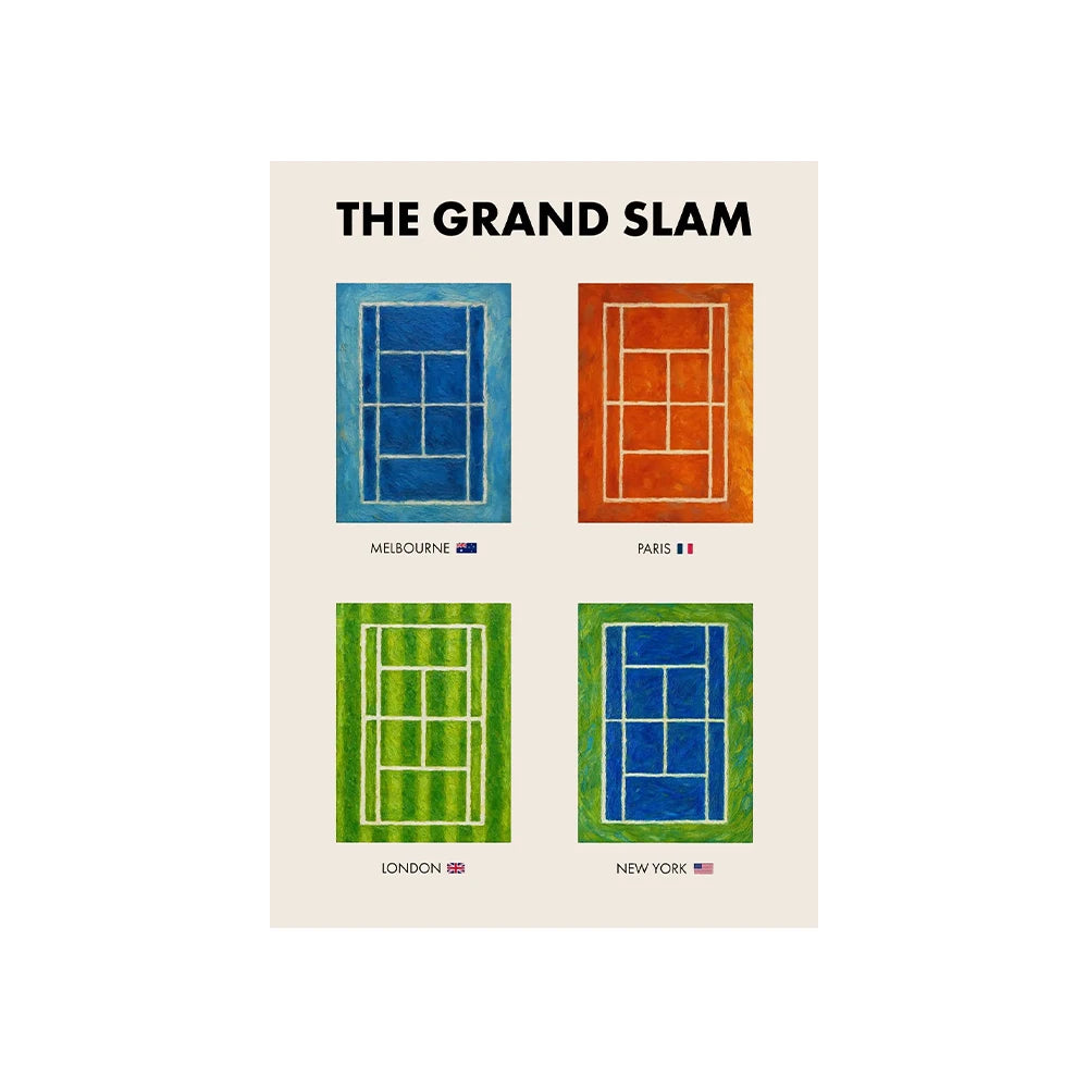 Tennis Evolution Wall Art Poster Aussie Open Canvas Art Prints US Open Wall Decor Picture Wimbledon Tennis Canvas Painting Peaceful Pleasures Health and Wellness PF37804 20x30cm Unframed