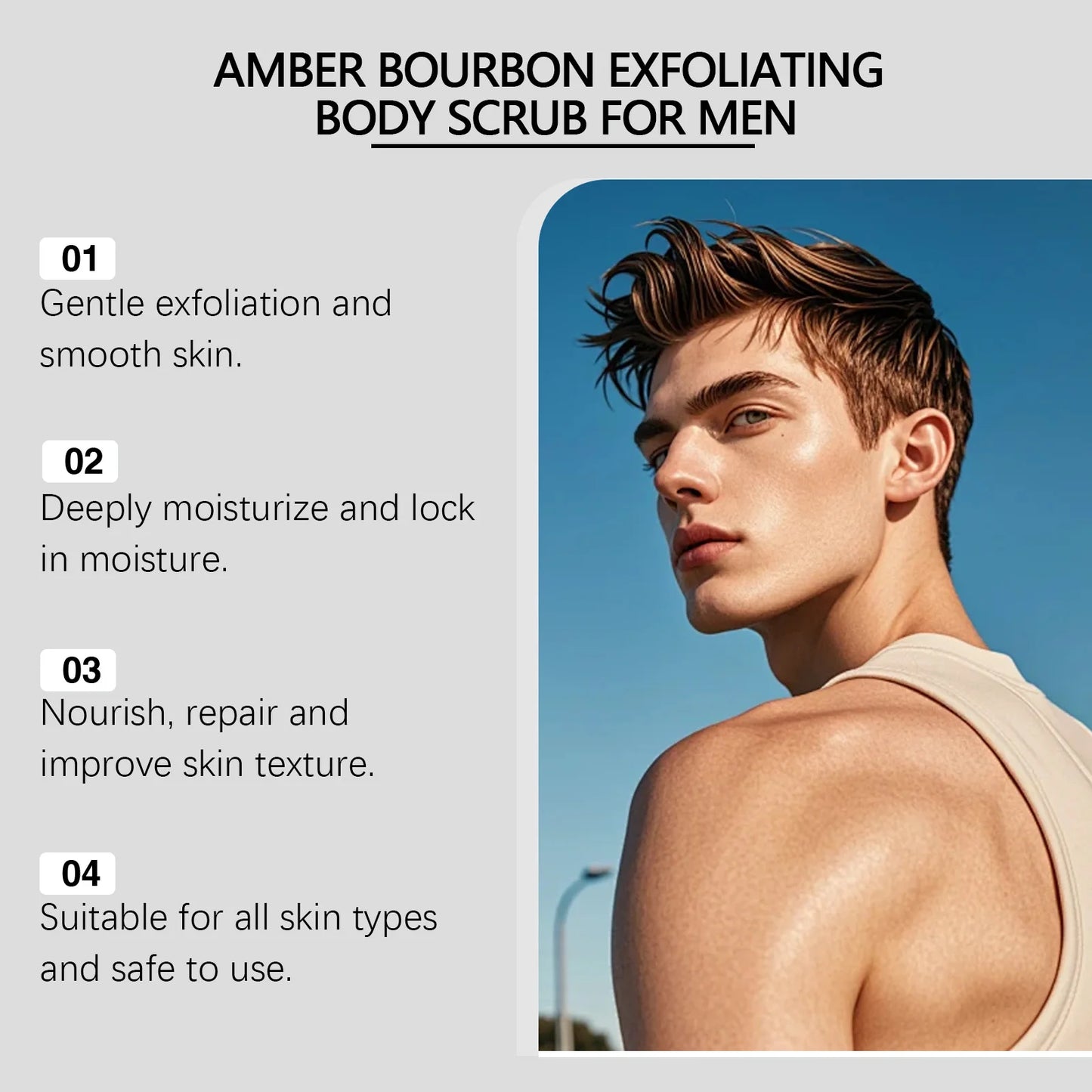 Caramel Sea Salt Body Scrub for Men – Vitamin C Deep Cleanse