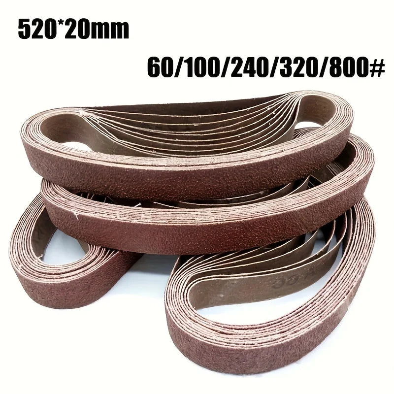 10pcs 60/100/240/320/800#Small Mini Belt Sander For Grinding Stainless Steel Polishing Rust Removing Abrasive Fabric 520x20mm Peaceful Pleasures Health and Wellness
