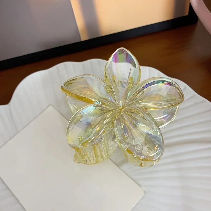 Large Floral Hair Claw Clip – Elegant Plastic Flower Clip for Women Hair Accessories Peaceful Pleasures Health and Wellness Yellow