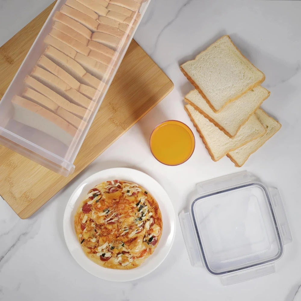 Clear Airtight Bread Box with Drawer Tray & Lid – Bread Loaf Storage Container