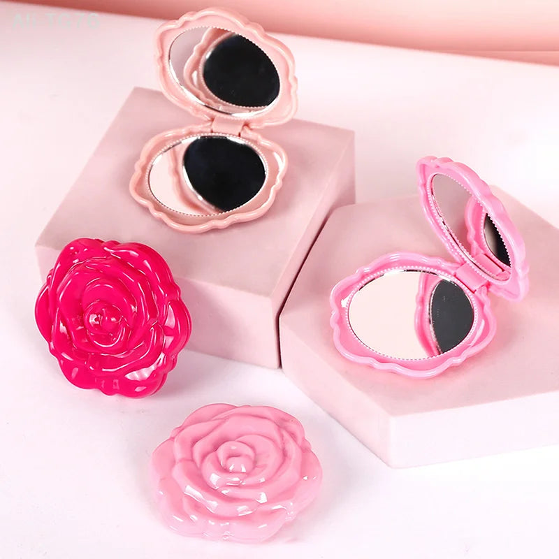 Retro Rose Double-Sided Folding Pocket Compact Mirror