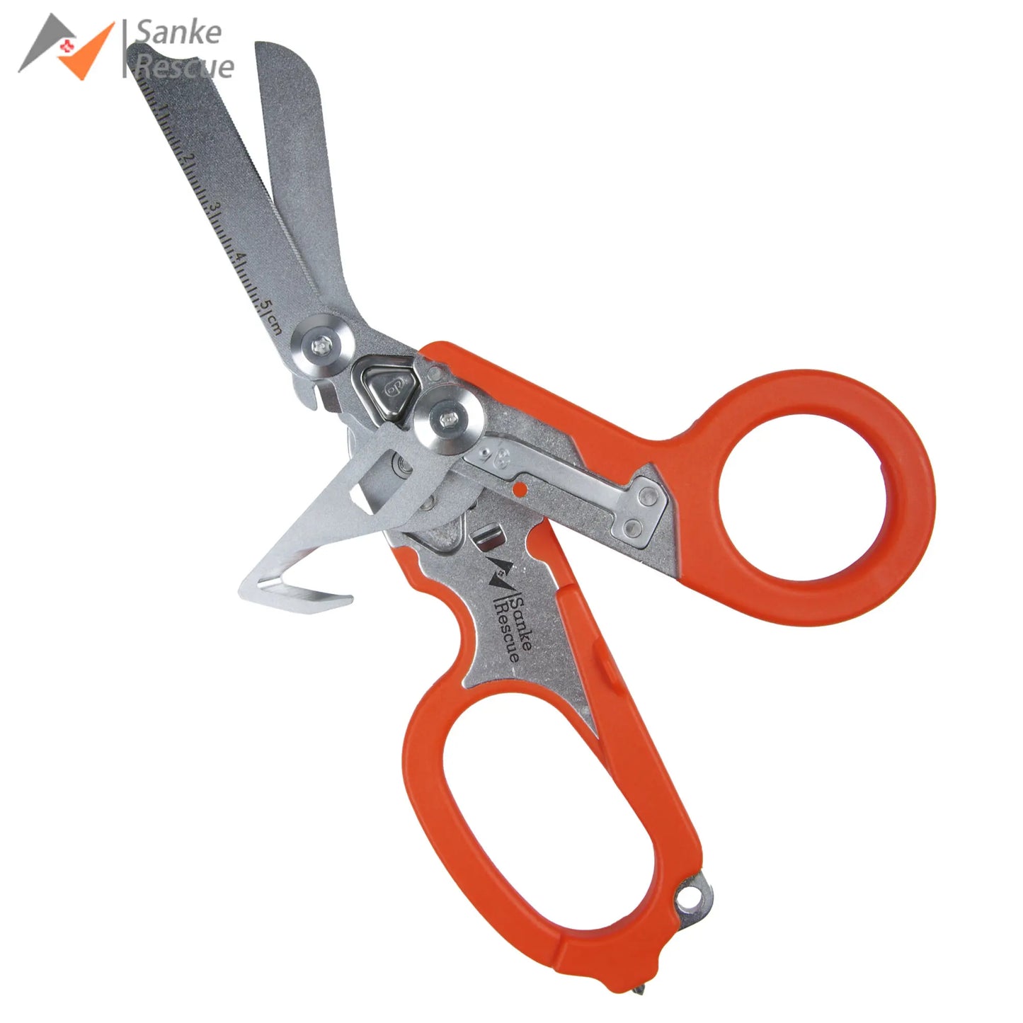 Sanke Rescue Trauma Shears Emergency Scissors Tool Stainless Steel Foldable Trauma Shears with Strap Cutter Glass Breaker EDC Peaceful Pleasures Health and Wellness Orange