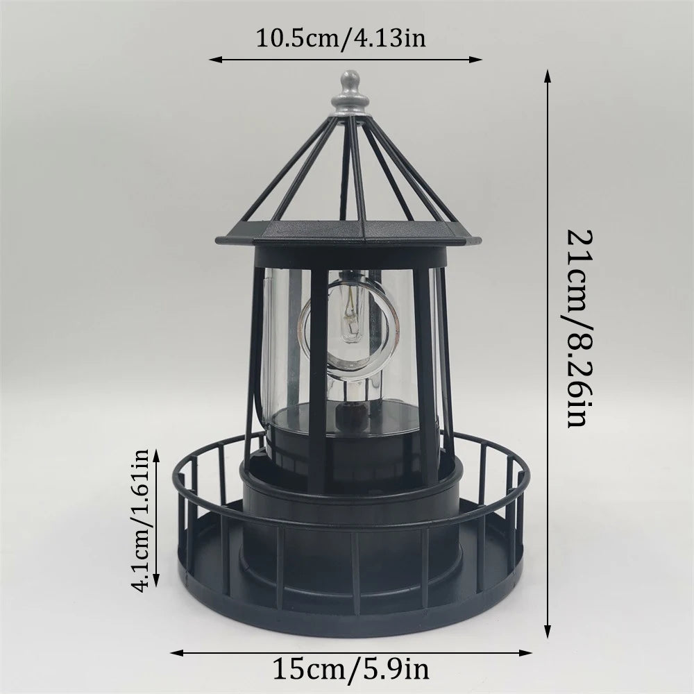 LED Solar Rotating Lighthouse Hardware Iron Electronic Accessories Outdoor Landscape Lights Garden Decoration Peaceful Pleasures Health and Wellness