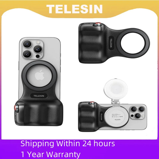 TELESIN Magnetic Phone Camera Shutter Grip and Fill Light Set Shooting Aid Remote Control Handle for Iphone HUAWEI SAMSUNG Phone Peaceful Pleasures Health and Wellness