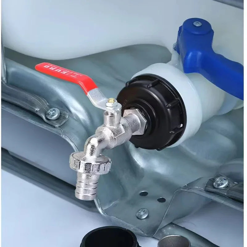 1PC Durable IBC Tank Tap Adapter S60*6 Coarse Thread to 1/2'' 3/4'' Connector Replacement Valve Garden Home Valve Fitting Faucet Peaceful Pleasures Health and Wellness