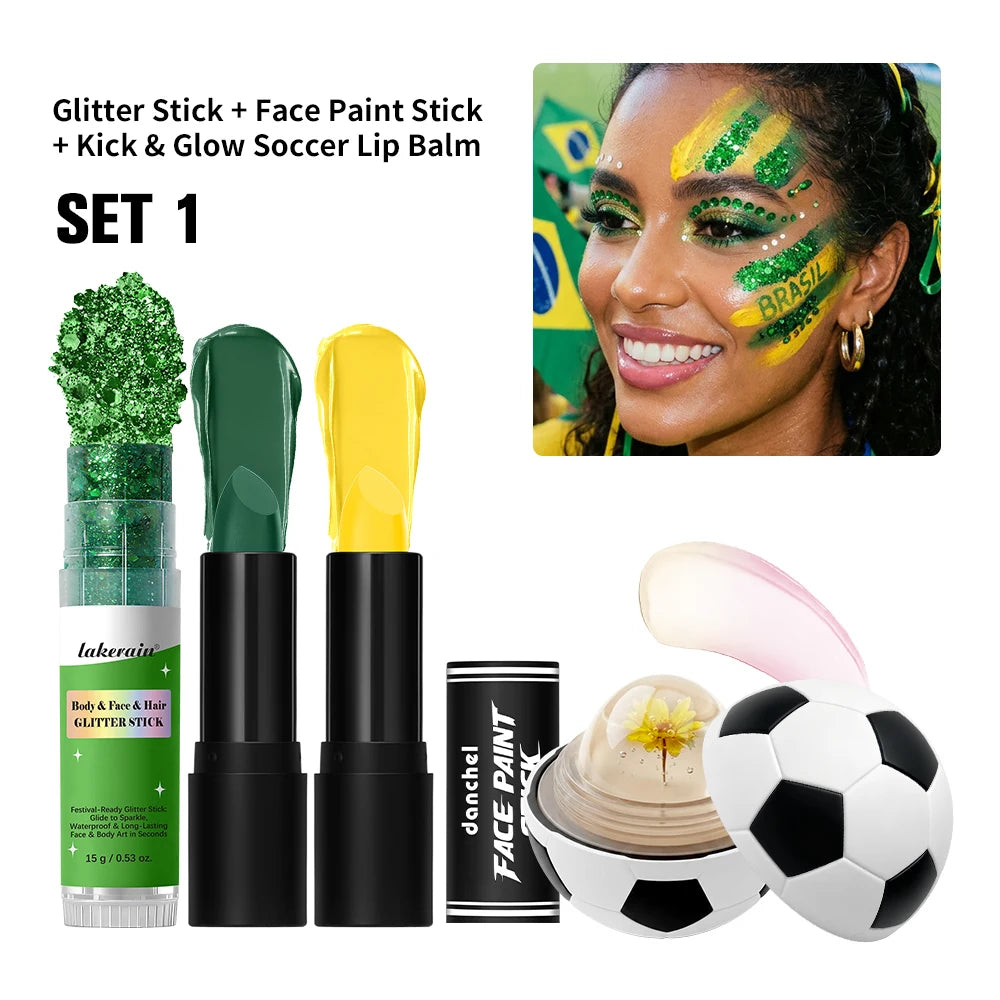 Face Paint Stick Set High Pigment Multiple National Flag Color Body Paint Safe Non-Toxic Paint Stick for Halloween Cosplay Sport Peaceful Pleasures Health and Wellness BR