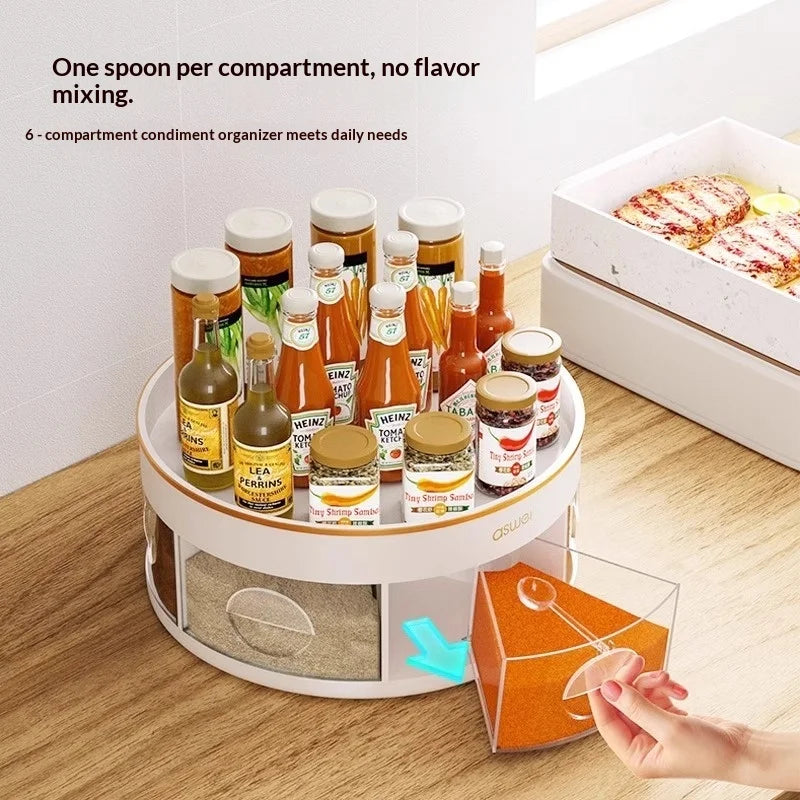 Space Saving Modern Design Rotating 360 Degree Countertop Spice Organizer for Small Kitchens Home Cooks and Busy Households Peaceful Pleasures Health and Wellness