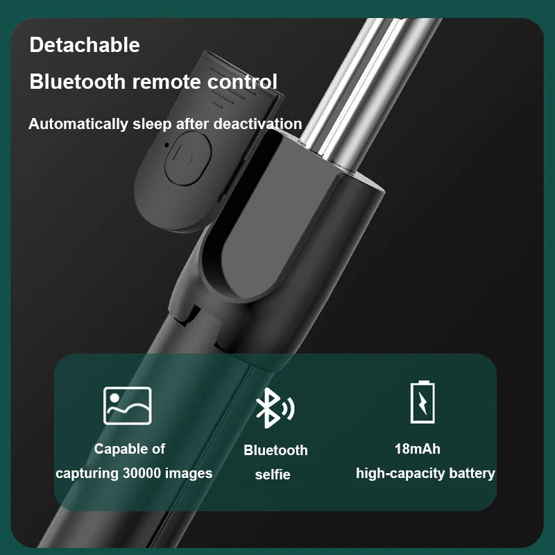 Portable Bluetooth Selfie Stick Mobile Tripod Holder with Remote Shutter Extendable Wireless Remote Retractable Phone Stand Peaceful Pleasures Health and Wellness