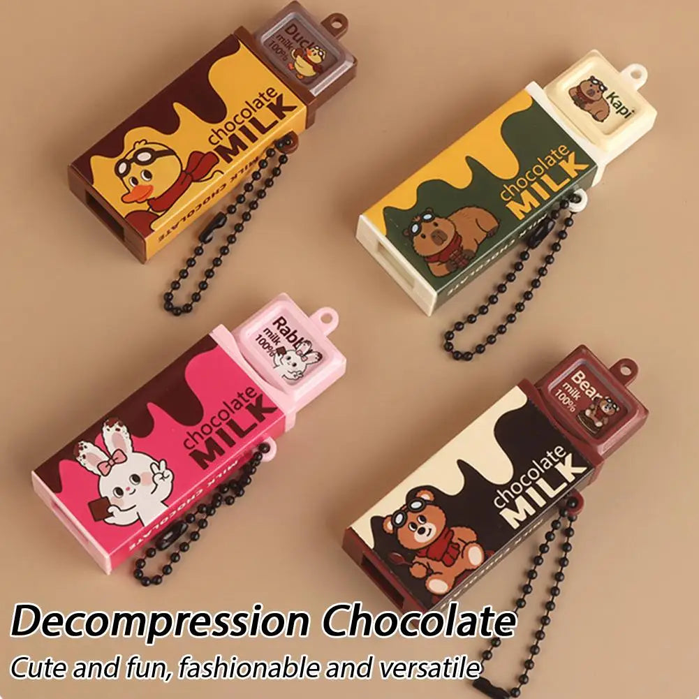 Simulation Chocolate Stress Relief Toy Bendable Fidget Keychain