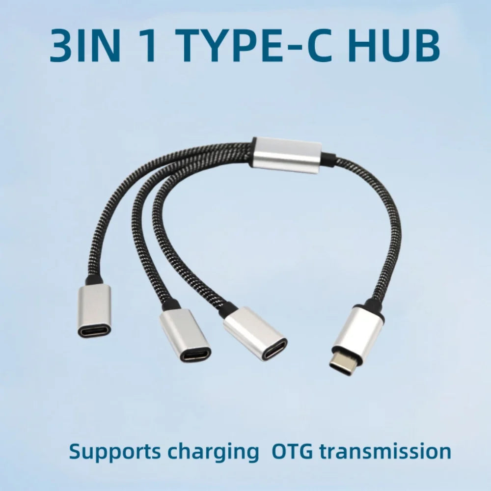 USB-C Hub Splitter 1 to 2/3 Ports | OTG Fast Charging Adapter Peaceful Pleasures Health and Wellness