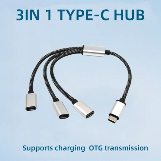 USB-C Hub Splitter 1 to 2/3 Ports | OTG Fast Charging Adapter Peaceful Pleasures Health and Wellness