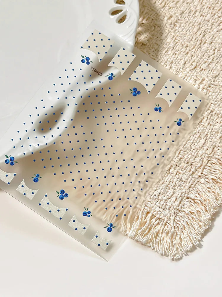 3D Embossed Blueberry Polka Dot Nail Stickers | Fruit Nail Art