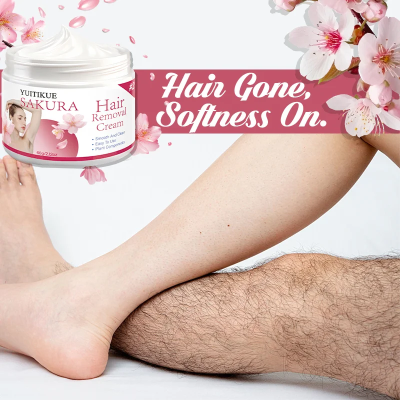 YUITIKUE Sakura Hair Removal Cream – Gentle Plant Formula 60g Hair Removal Cream Peaceful Pleasures Health and Wellness