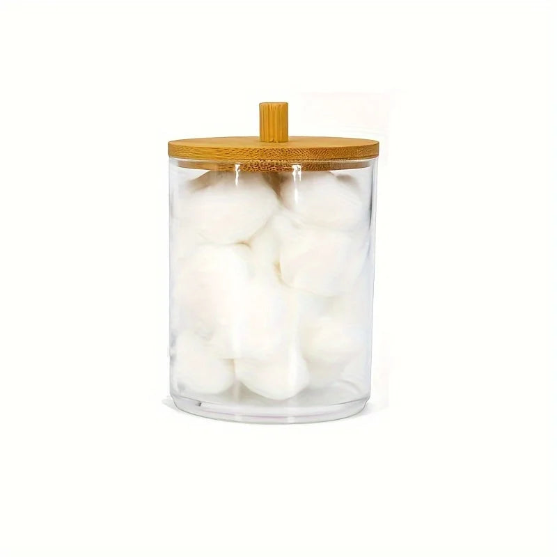 Clear Acrylic Makeup Organizer – Cotton Pad & Swab Holder Cosmetic Storage Jar