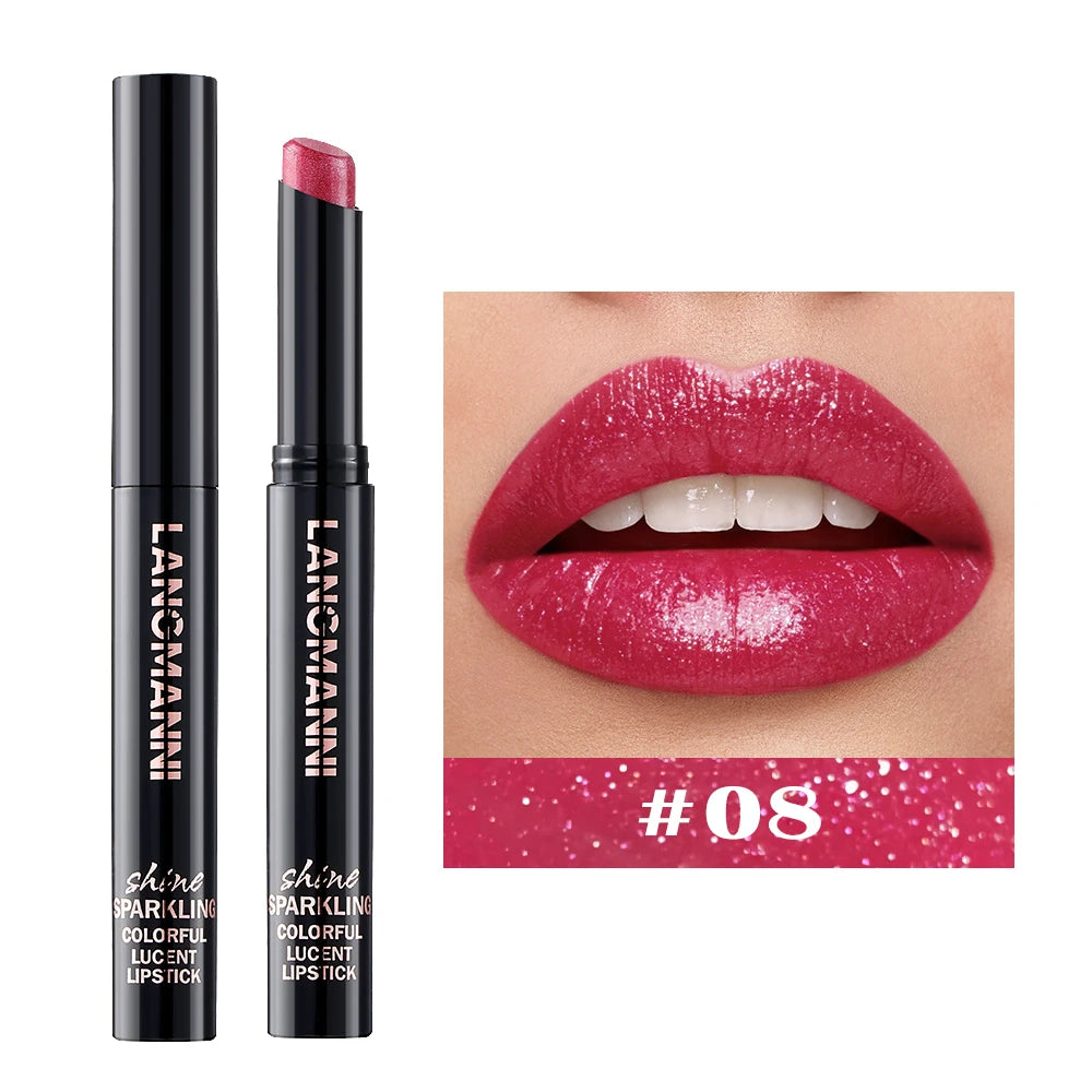 1 Glitter Lipstick - Glossy pearl effect, easy-to-apply moisturizing stick provides moisture and a subtle pearlescent effect to Peaceful Pleasures Health and Wellness 08
