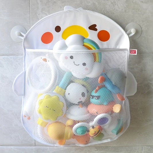 Mesh Baby Bath Toy Organizer Bag with Suction Cups Bath Toy Organizer Oasis Select WHITE