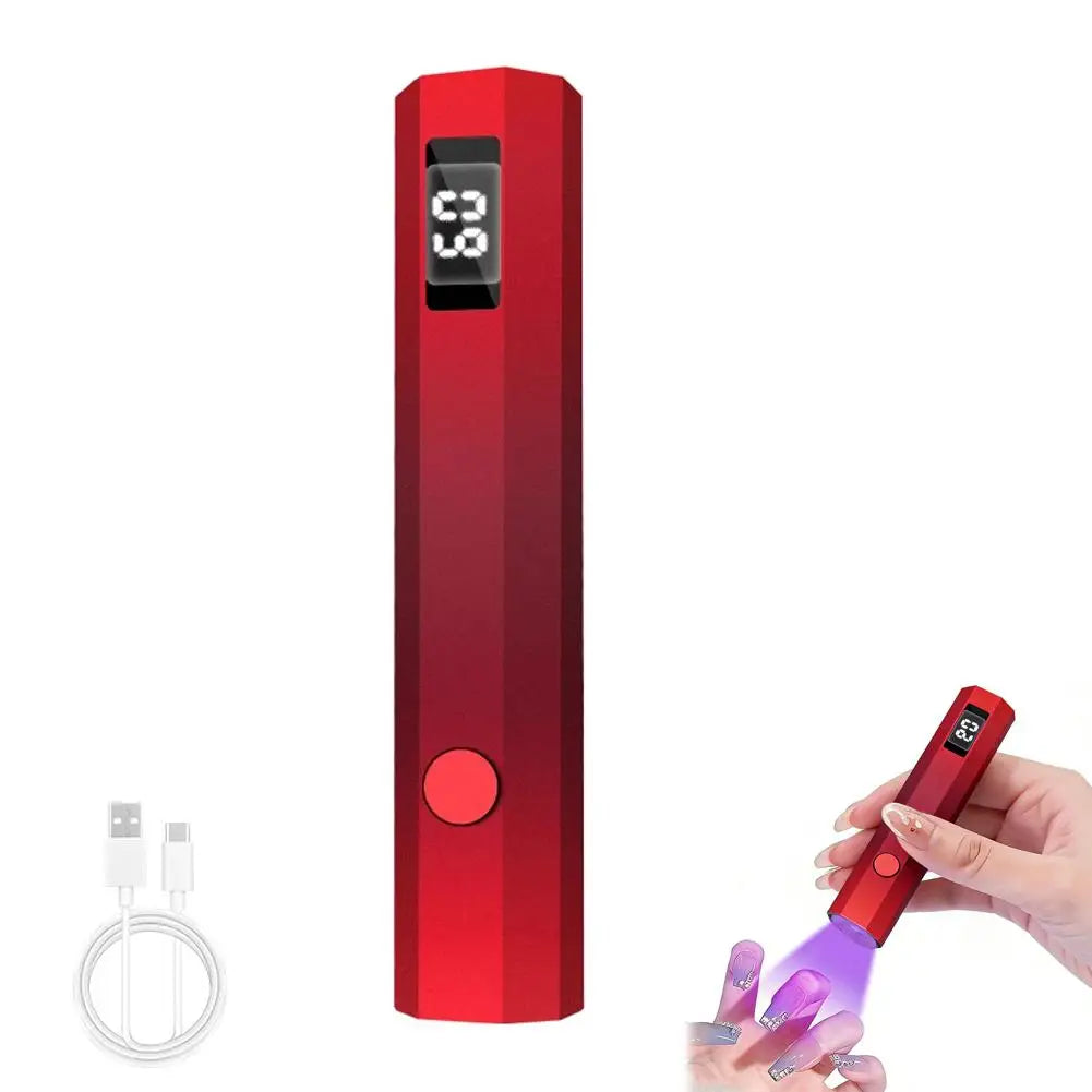 Portable Mini UV Nail Lamp with LCD Display – Cordless Rechargeable Gel Polish Dryer for Home & Salon Peaceful Pleasures Health and Wellness red