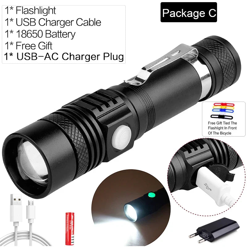 POCKETMAN XHP90.2 LED Tactical Flashlight 3800lm USB Rechargeable