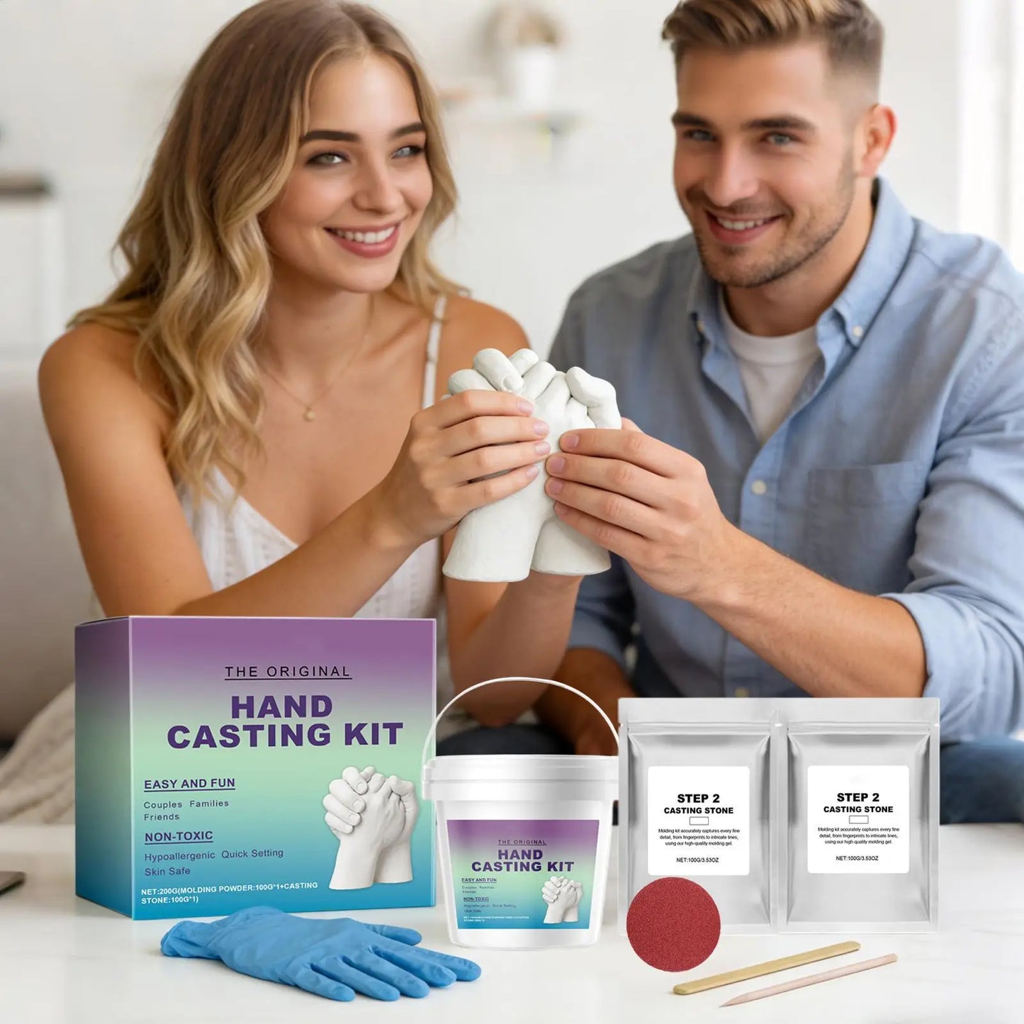 Hand Casting Kit DIY Plaster Mold Sculpture Tool Couples Hand Mold Keepsake For Family Friends, Valentine Mothers Day Wedding Peaceful Pleasures Health and Wellness