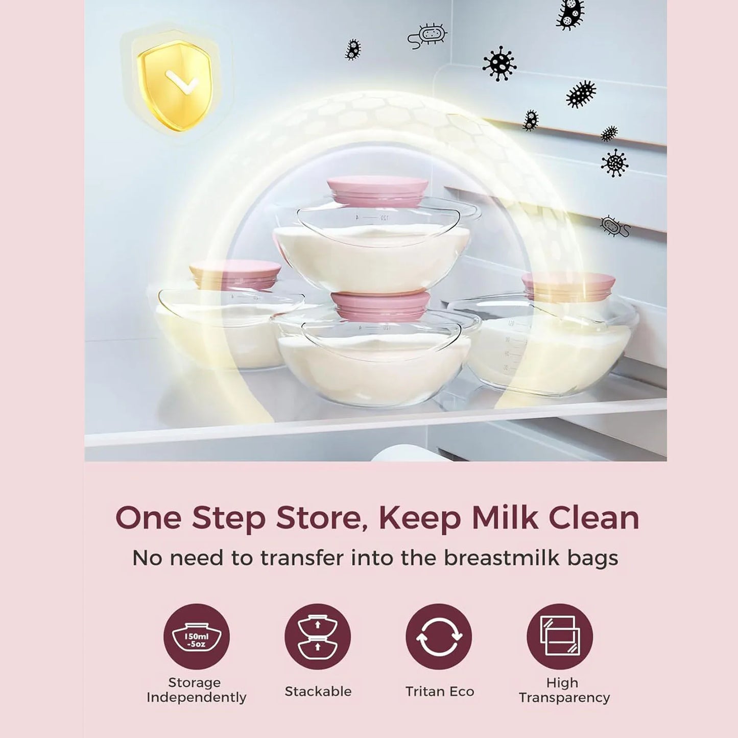 Momcozy M9 Replacement Milk Collection Cups 150ml – 4 Pack