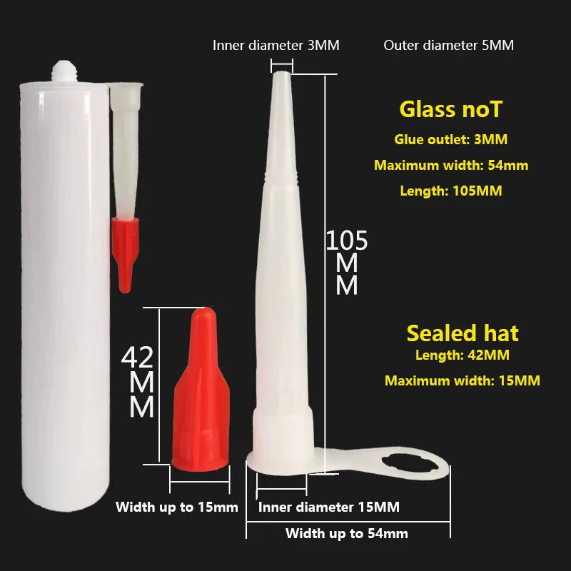 10-Pack Silicone Caulking Nozzle Kit with Re-Sealable Caps