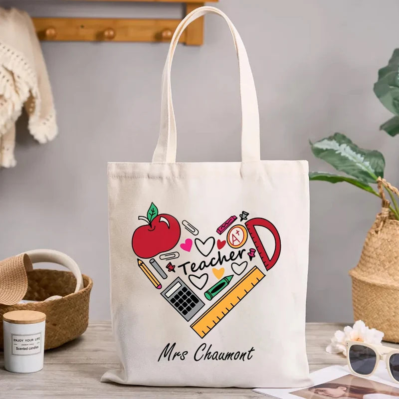 Personalised Name Canvas Tote Bag | Custom Teacher Gift