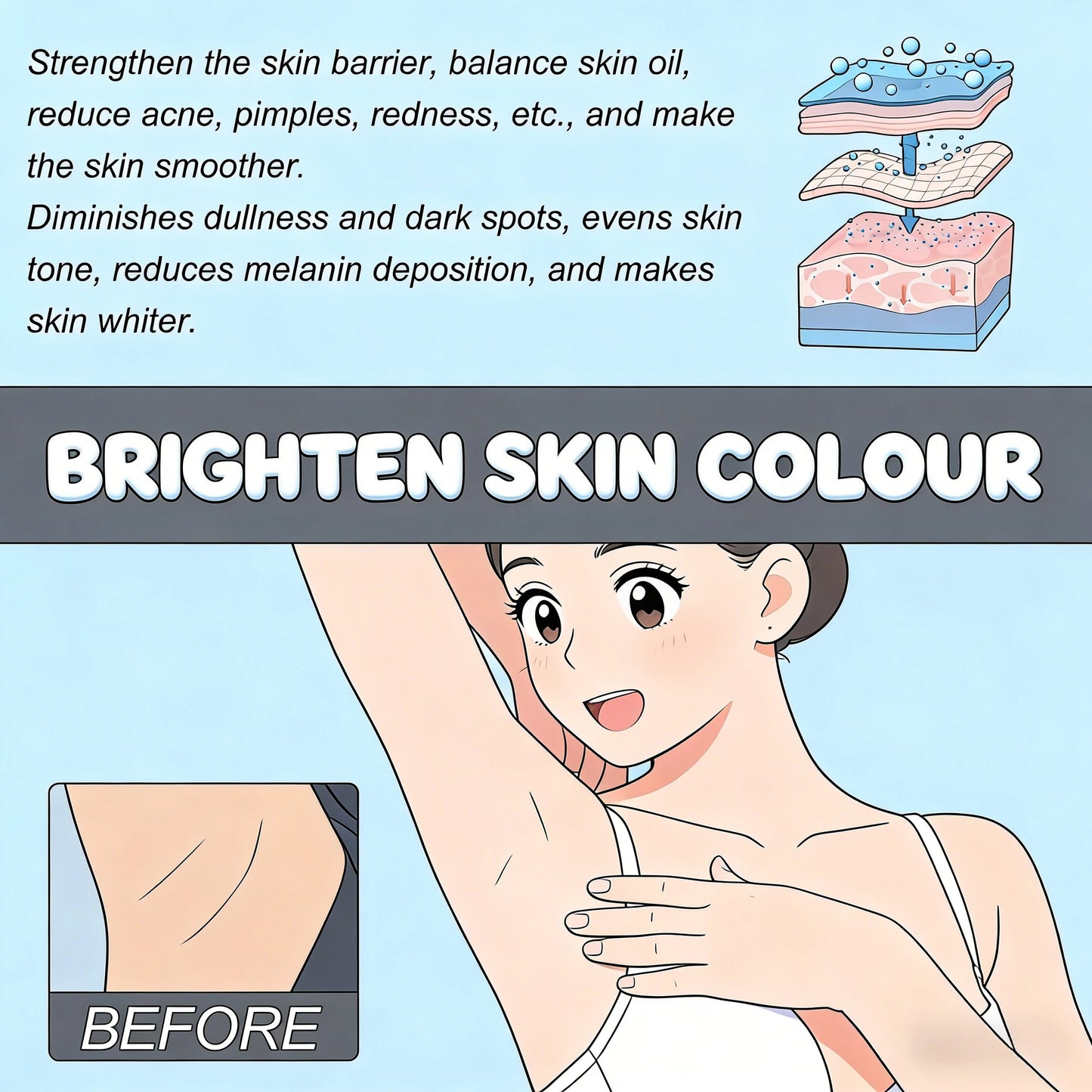 Korea Body Snow Bleach Cream Removal Dark Spot Melanin Brighten Nicotinamide Underarm Bleaching Armpit Elbow Knees Joint Skin Peaceful Pleasures Health and Wellness