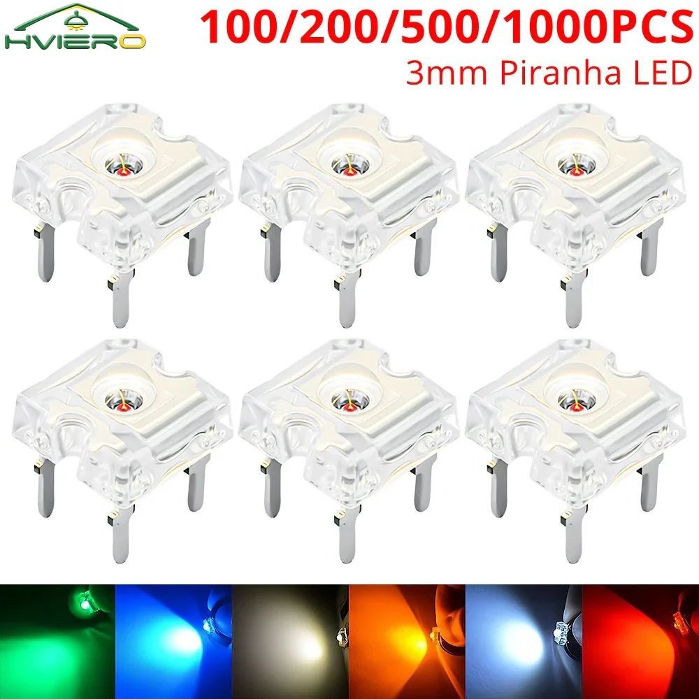3mm Piranha Super Flux LED Diodes 100–1000pcs | Multi-Color