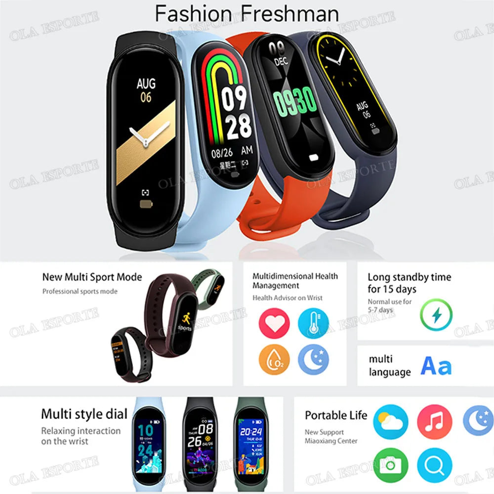 Sports Smart Watch Music Control Fitness Calorie Track Bracelet Phone Information Remind Steps Bluetooth Smart Watches M8 Band Peaceful Pleasures Health and Wellness
