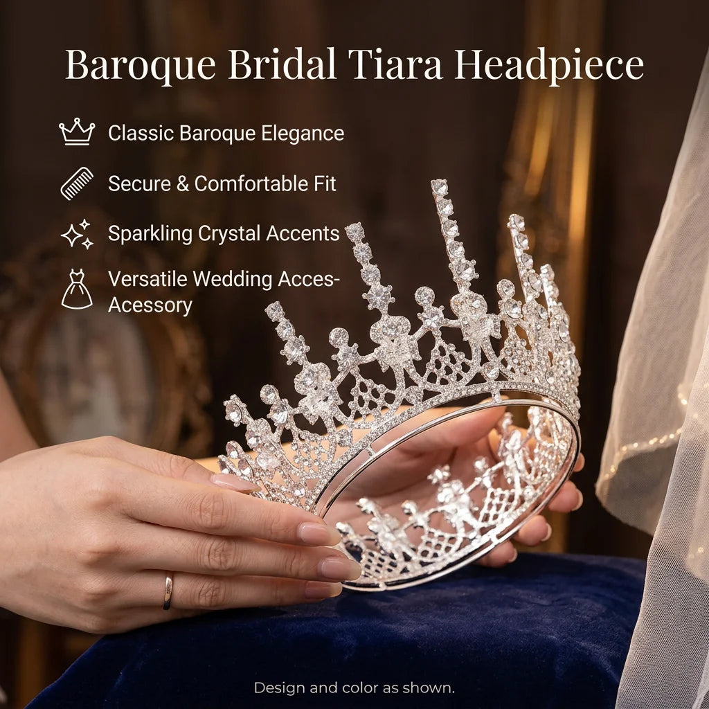 Baroque Gold Bridal Tiara-Headpiece for Wedding Dress Accessories Peaceful Pleasures Health and Wellness