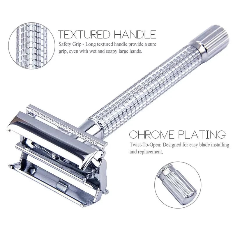 Classic Traditional Double Edge Shaving Razor Set for Men Safety Razor Beard Safety Razor for Barber Styling Accessories Tools Peaceful Pleasures Health and Wellness