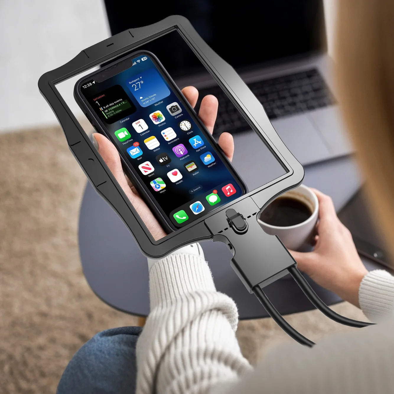 Hanging Neck Magnifying Glass Charging 50Led Horizontal and Vertical Switching Large Screen Reading Peaceful Pleasures Health and Wellness
