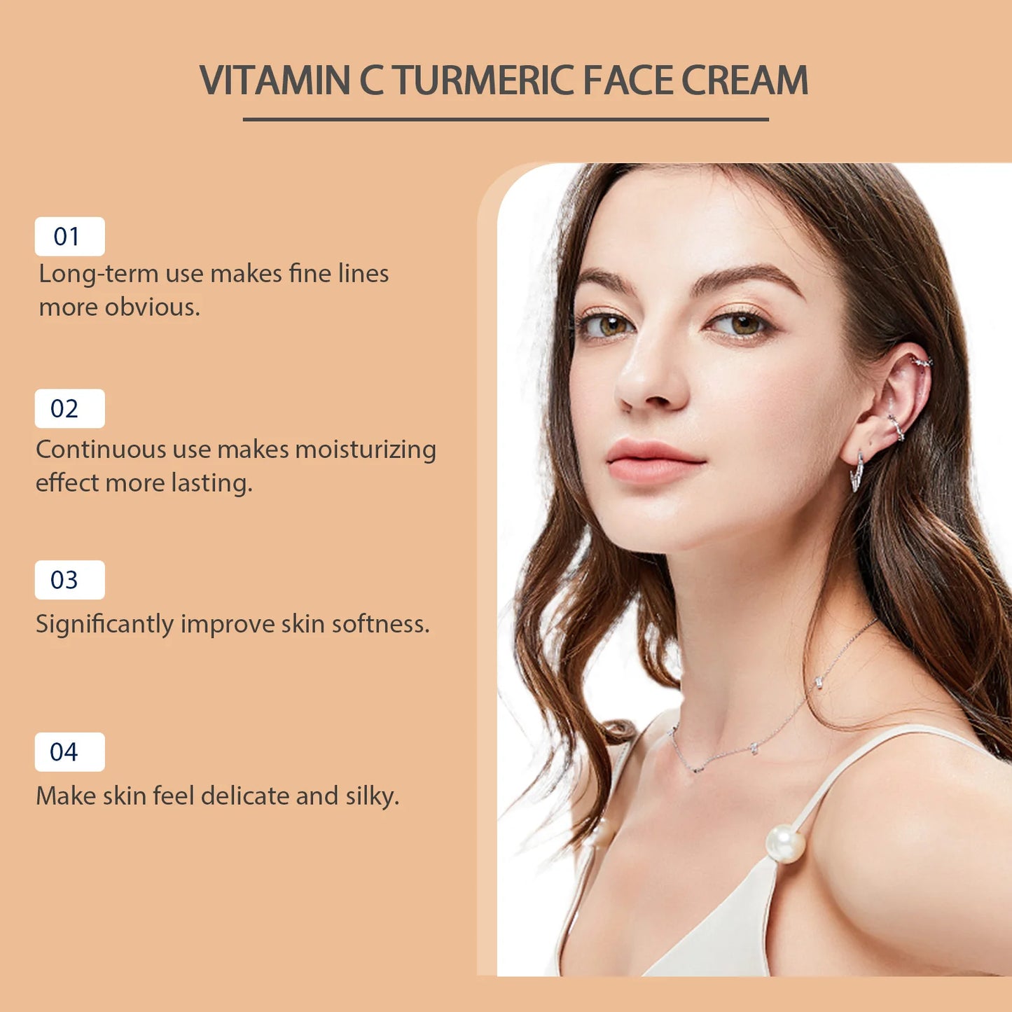 Turmeric Face Cream 15% Vitamin C Anti-Aging Firming Tightening Repair Skin Fights Acne Brightening Hyaluronic Acid Moisturizer Peaceful Pleasures Health and Wellness