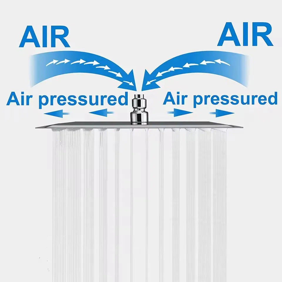 Square Rainfall Shower Head 8/10/12" – Stainless Steel High Pressure