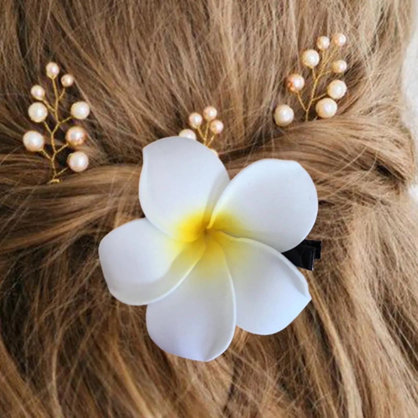 Plumeria Flower Hair Clips for Women – Floral Barrette Hairpin